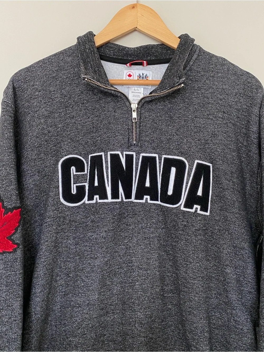 London 2012 Olympic Team Canada HBC 1/4 Zip Sweatshirt Mens XL Heather Black - Picture 2 of 11